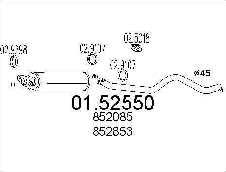 MTS 01.52550 - Середній глушник вихлопних газів autocars.com.ua