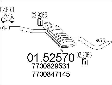 MTS 01.52570 - Середній глушник вихлопних газів autocars.com.ua