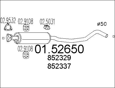MTS 01.52650 - Средний глушитель выхлопных газов avtokuzovplus.com.ua