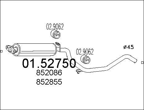MTS 01.52750 - Середній глушник вихлопних газів autocars.com.ua