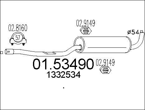 MTS 01.53490 - Середній глушник вихлопних газів autocars.com.ua