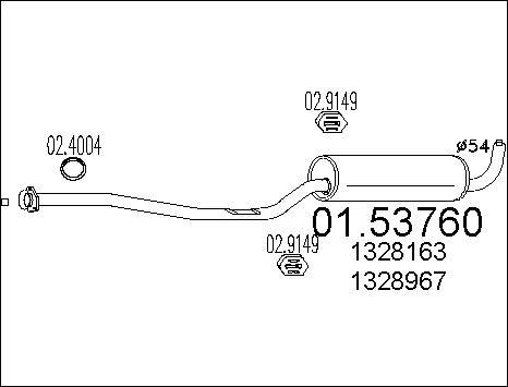 MTS 01.53760 - Середній глушник вихлопних газів autocars.com.ua