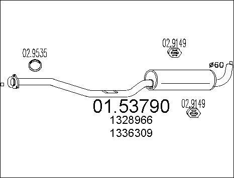 MTS 01.53790 - Середній глушник вихлопних газів autocars.com.ua