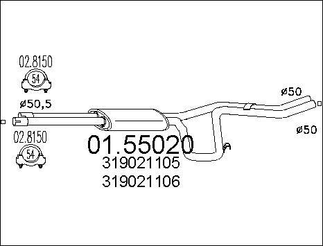 MTS 01.55020 - Середній глушник вихлопних газів autocars.com.ua