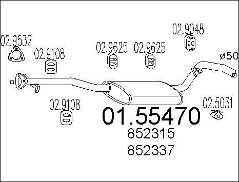 MTS 01.55470 - Средний глушитель выхлопных газов avtokuzovplus.com.ua