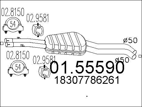 MTS 01.55590 - Середній глушник вихлопних газів autocars.com.ua