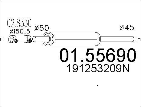 MTS 01.55690 - Предглушітель вихлопних газів autocars.com.ua