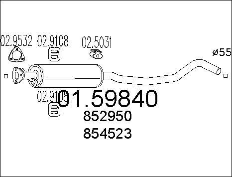 MTS 01.59840 - Средний глушитель выхлопных газов avtokuzovplus.com.ua