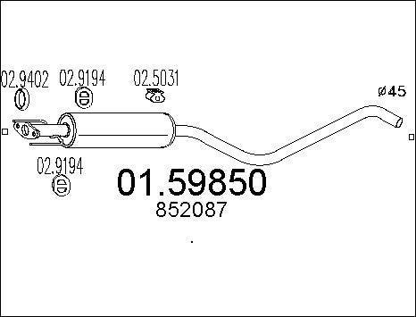 MTS 01.59850 - Середній глушник вихлопних газів autocars.com.ua
