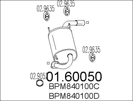 MTS 01.60050 - Глушник вихлопних газів кінцевий autocars.com.ua
