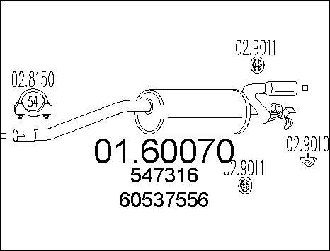 MTS 01.60070 - Глушник вихлопних газів кінцевий autocars.com.ua