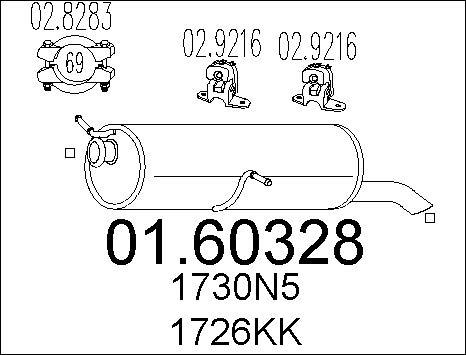 MTS 01.60328 - Глушник вихлопних газів кінцевий autocars.com.ua