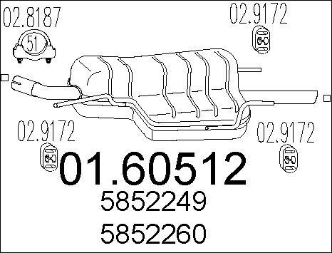 MTS 01.60512 - Глушник вихлопних газів кінцевий autocars.com.ua