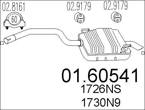 MTS 01.60541 - Глушник вихлопних газів кінцевий autocars.com.ua