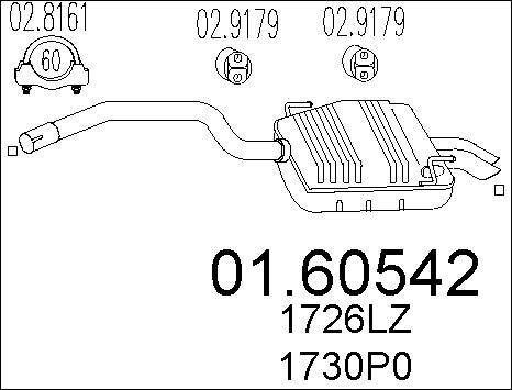 MTS 01.60542 - Глушник вихлопних газів кінцевий autocars.com.ua