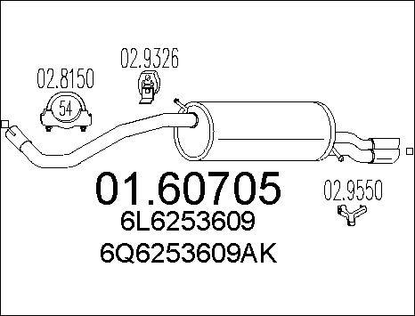 MTS 01.60705 - Глушник вихлопних газів кінцевий autocars.com.ua