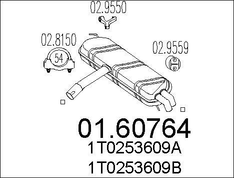 MTS 01.60764 - Глушник вихлопних газів кінцевий autocars.com.ua