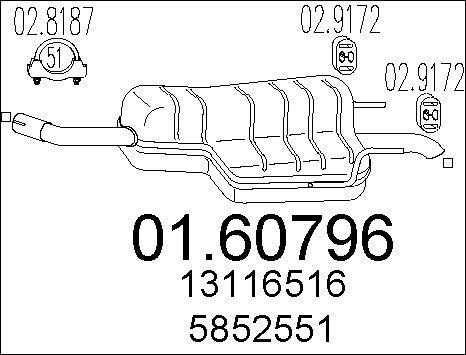 MTS 01.60796 - Глушник вихлопних газів кінцевий autocars.com.ua