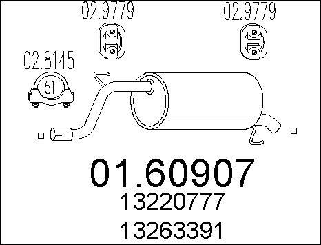 MTS 01.60907 - Глушник вихлопних газів кінцевий autocars.com.ua