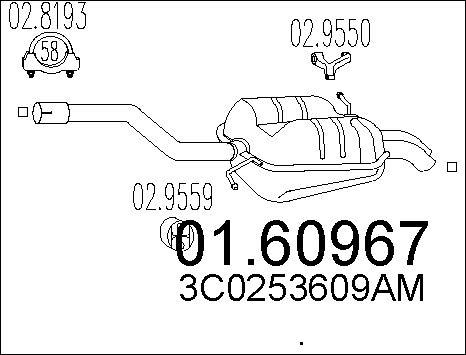 MTS 01.60967 - Глушник вихлопних газів кінцевий autocars.com.ua