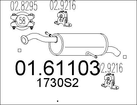 MTS 01.61103 - Глушник вихлопних газів кінцевий autocars.com.ua