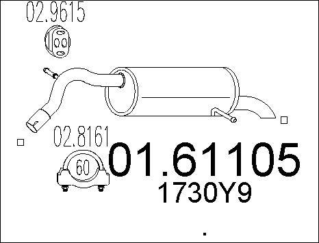 MTS 01.61105 - Глушник вихлопних газів кінцевий autocars.com.ua