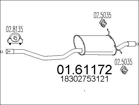 MTS 01.61172 - Глушник вихлопних газів кінцевий autocars.com.ua