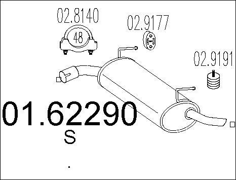 MTS 01.62290 - Глушник вихлопних газів кінцевий autocars.com.ua