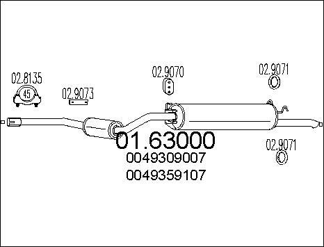 MTS 01.63000 - Глушник вихлопних газів кінцевий autocars.com.ua
