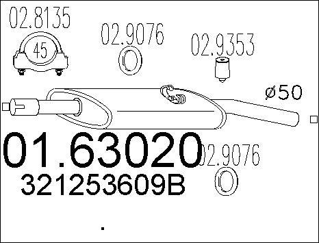 MTS 01.63020 - Глушник вихлопних газів кінцевий autocars.com.ua