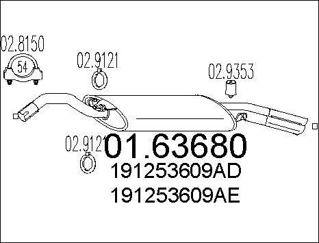 MTS 01.63680 - Глушник вихлопних газів кінцевий autocars.com.ua