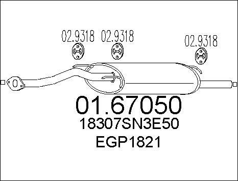 MTS 01.67050 - Глушник вихлопних газів кінцевий autocars.com.ua