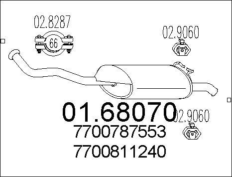 MTS 01.68070 - Глушник вихлопних газів кінцевий autocars.com.ua