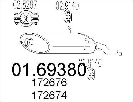 MTS 01.69380 - Глушник вихлопних газів кінцевий autocars.com.ua
