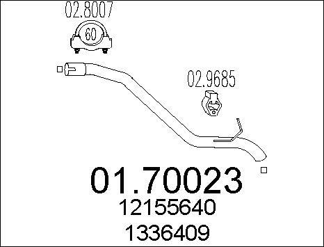 MTS 01.70023 - Труба вихлопного газу autocars.com.ua