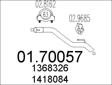 MTS 01.70057 - Труба вихлопного газу autocars.com.ua