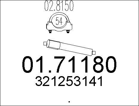 MTS 01.71180 - Труба вихлопного газу autocars.com.ua