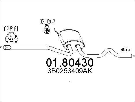 MTS 01.80430 - Середній глушник вихлопних газів autocars.com.ua