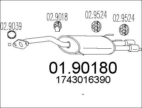 MTS 01.90180 - Глушник вихлопних газів кінцевий autocars.com.ua