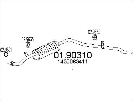 MTS 01.90310 - Глушник вихлопних газів кінцевий autocars.com.ua