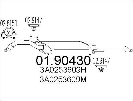 MTS 01.90430 - Глушник вихлопних газів кінцевий autocars.com.ua