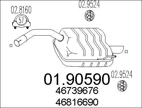 MTS 01.90590 - Глушник вихлопних газів кінцевий autocars.com.ua