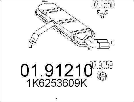 MTS 01.91210 - Глушник вихлопних газів кінцевий autocars.com.ua