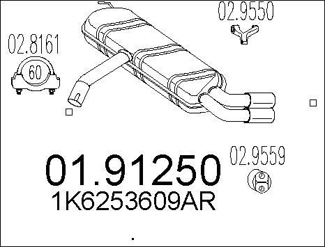 MTS 01.91250 - Глушник вихлопних газів кінцевий autocars.com.ua