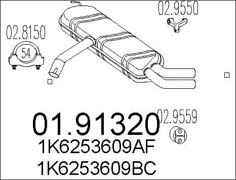 MTS 01.91320 - Глушник вихлопних газів кінцевий autocars.com.ua