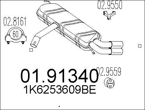 MTS 01.91340 - Глушник вихлопних газів кінцевий autocars.com.ua