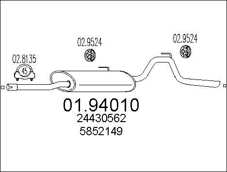 MTS 01.94010 - Глушник вихлопних газів кінцевий autocars.com.ua