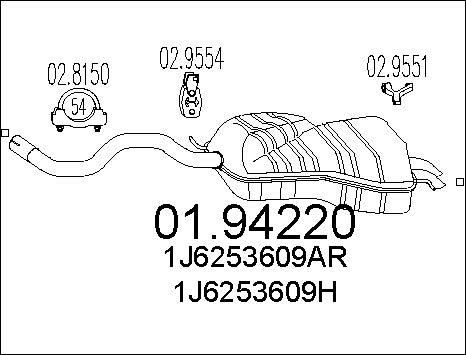 MTS 01.94220 - Глушник вихлопних газів кінцевий autocars.com.ua