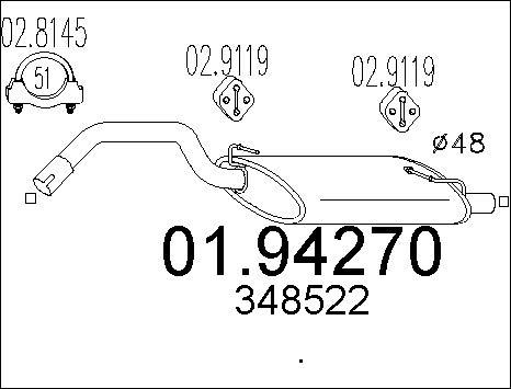 MTS 01.94270 - Глушитель выхлопных газов, конечный avtokuzovplus.com.ua