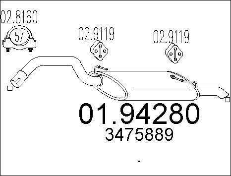 MTS 01.94280 - Глушник вихлопних газів кінцевий autocars.com.ua